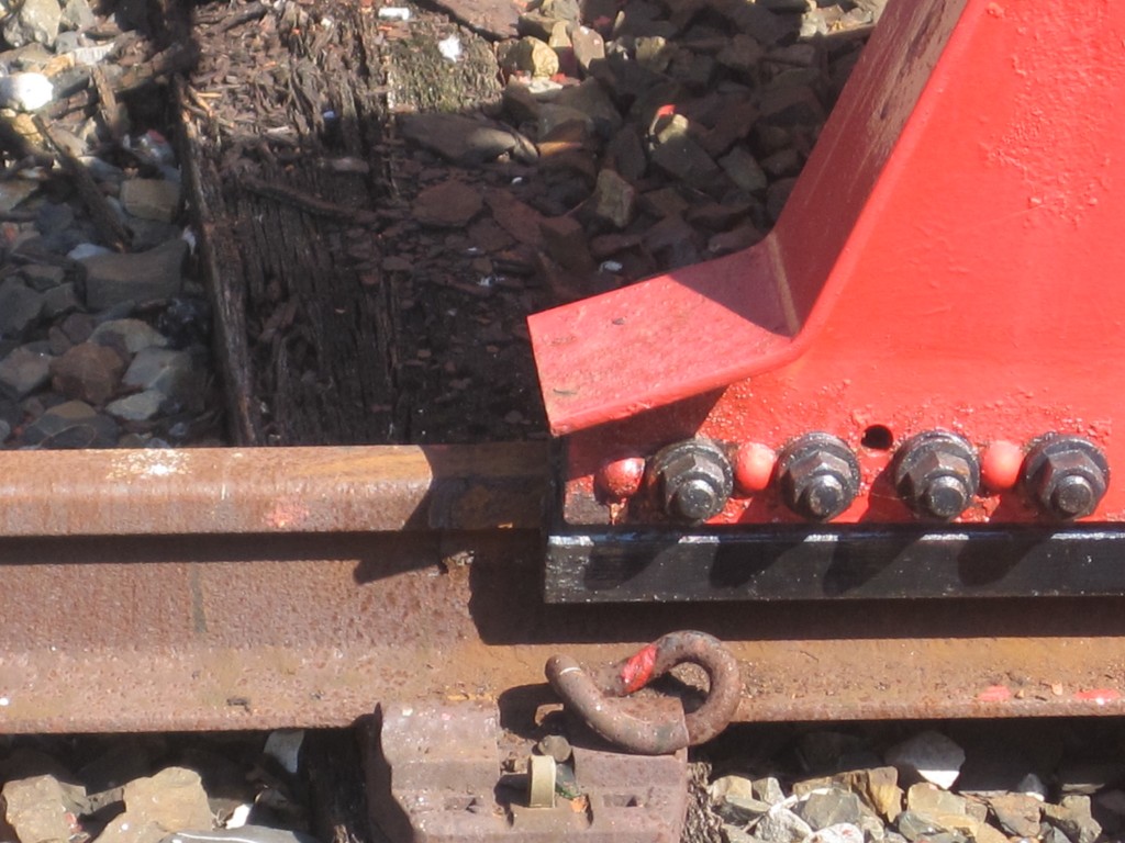 Photo of the buffers at Weymouth showing the scrape mark from impact. Image: John New.